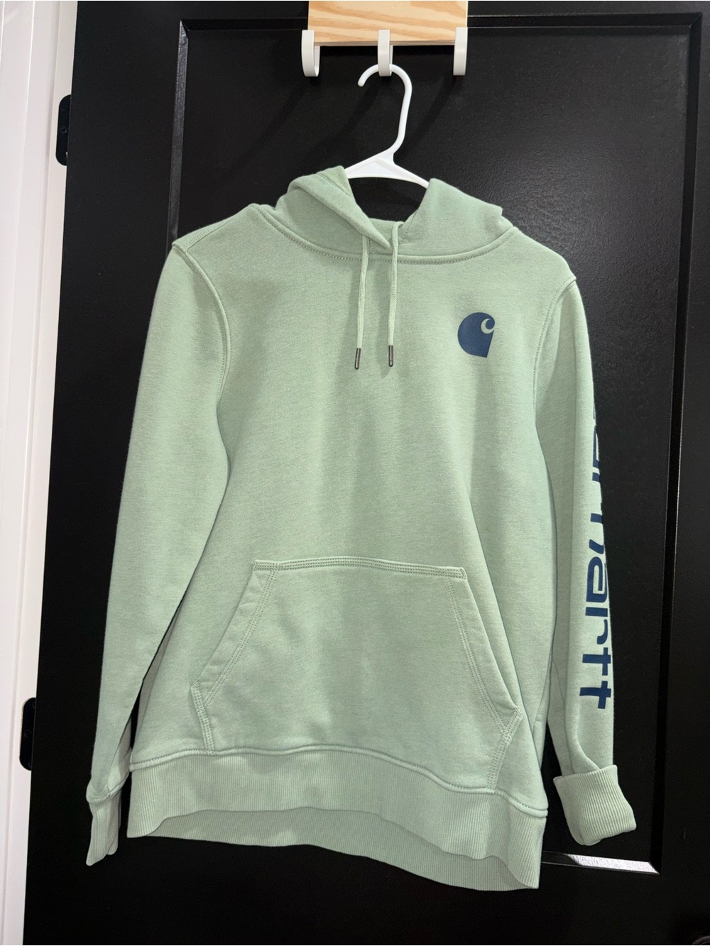Carhartt Mint Green Logo Hoodie with Navy Chest Marking